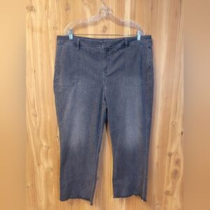 NYDJ Gray Relaxed Fit Cropped Jeans, Size 18
